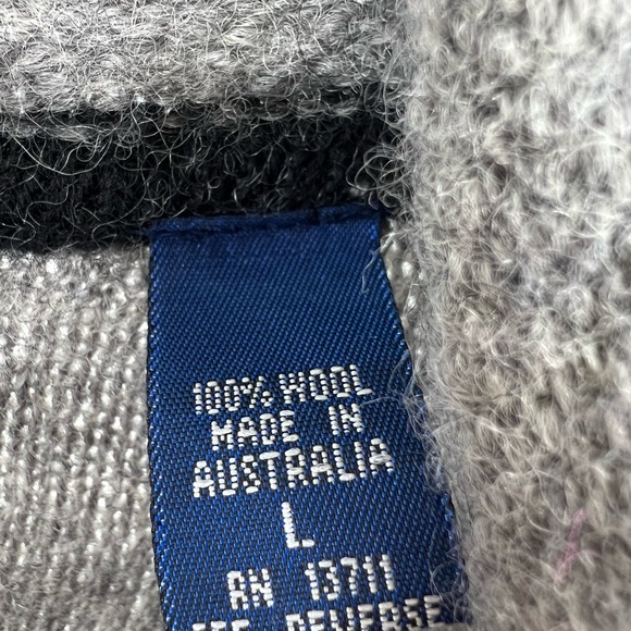 Karen Scott L wool striped button up sweater cardigan neutral winter casual work - Picture 6 of 10